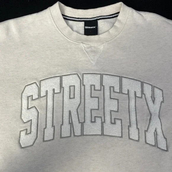 StreetX Sweatshirt Ivory SPELLOUT‎ Large Streetwear Urban 90's